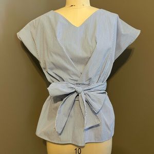 Striped Cotton Blouse with Bow